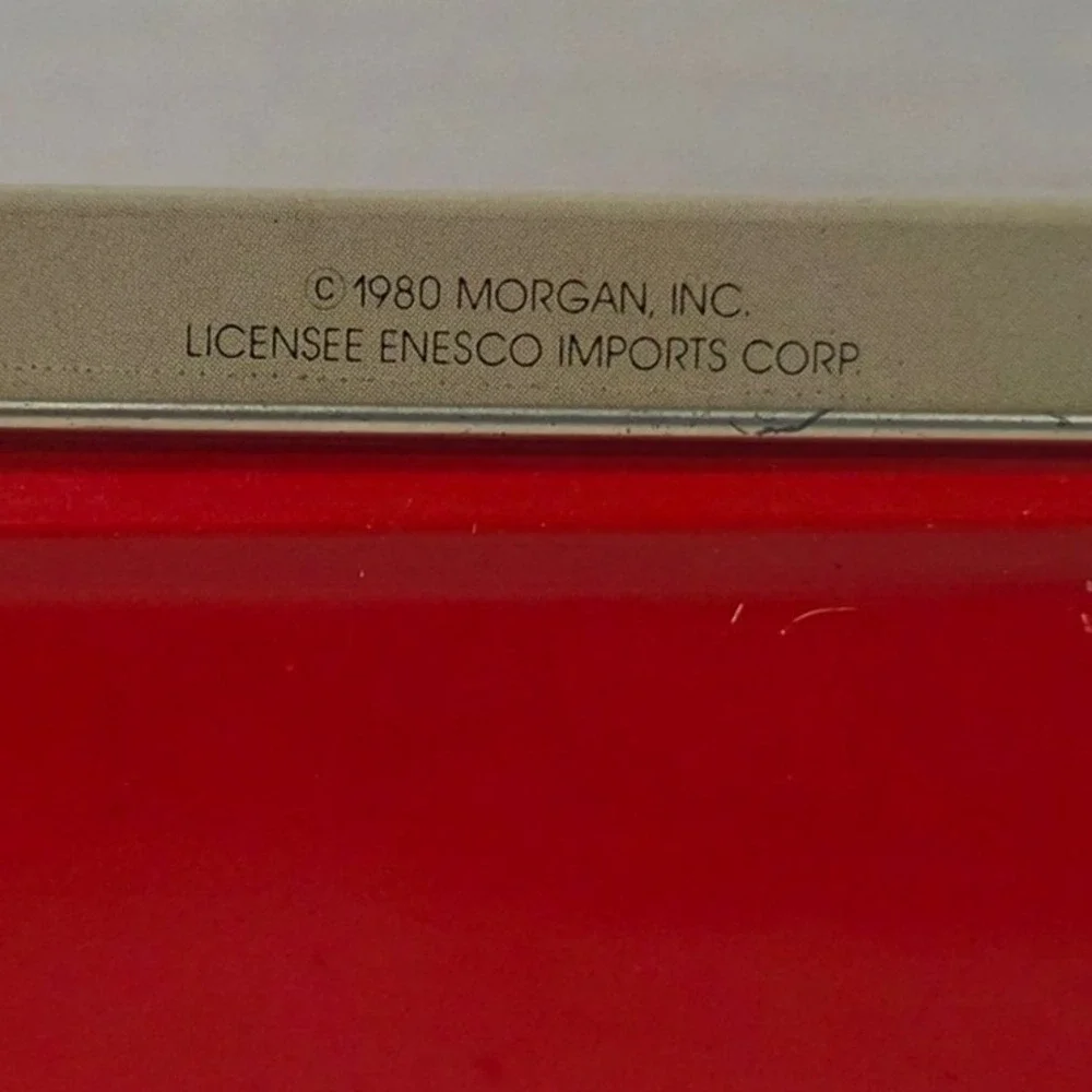 Vintage 1980 Enesco Merry Christmas Teacher Tin Morgan Inc Bear Mouse Apple Red
